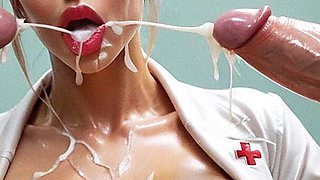 Nurse Woman Lara and Jared in Gloryhole Club, Big Tits, Gloryhole Bukkake, Big Dick Sucking Cock
