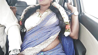 Car sex, telugu dirty talks, silk aunty with hyd driver crezy romantic journey