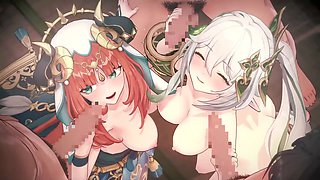 Hentai threesome featuring Nilou from Genshin Impact