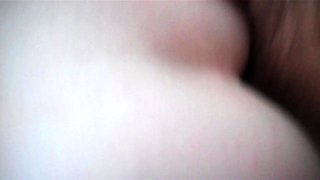 Busty brunette slut enjoys extreme amateur pov blowjob