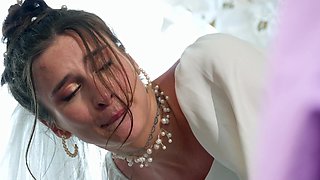 Dirty and slutty bride Jane White bends over to be fucked hard