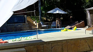 Lexi Bloom Sexy Coed Tied up and Fucked Poolside and Gets Facial