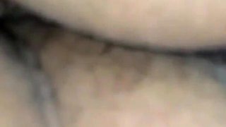My wife and me at our bed I give a huge cumshot and she puts the milk inside her ass