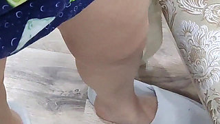 The Man Owner of the House Met the Housekeeper in His Kitchen and Fucked Her Hairy Pussy and Cum on Her Stomach and Hairy Pussy