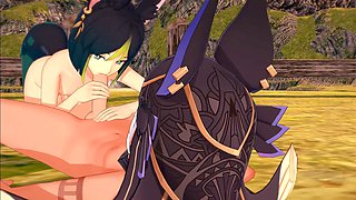 Genshin Impact yaoi - Tighnari and Cyno get sucked off and banged