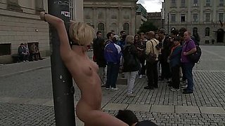 Blond gang banged in public outdoor