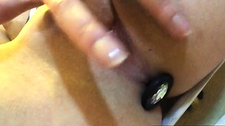 Blonde Russian Teen Masturbates in Public Toilet on Webcam