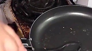 My Sex Slave Eats My Cum Fried with Butter