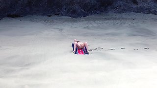 Sensual Nude Beach Goddess Captured by Drone - Ultimate Aerial Beauty