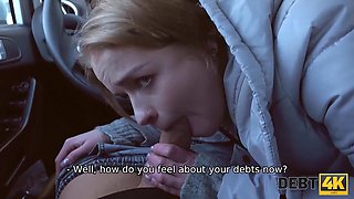 DEBT4k. Young debtor with a pretty face thinks sex is better than punishment