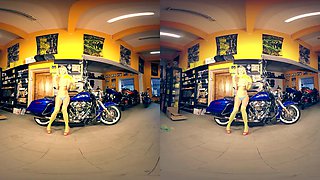 208 - Kate - Blonde Nude Posing With Motorcycle