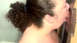 Glory hole blowjob busty amateur blonde fucking