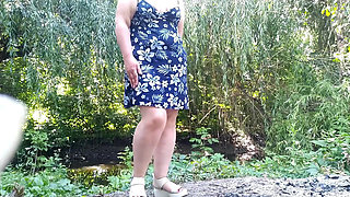 Mature milf pees standing through panties