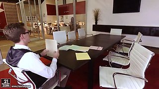 Epic footjob in the office - Shay Evans