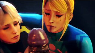 Samus and Christie fucked by Alien soldier
