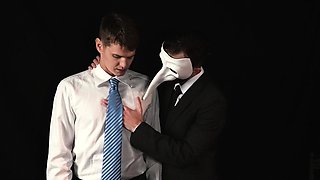 Sleazy ceremonial suited gay fucked hard