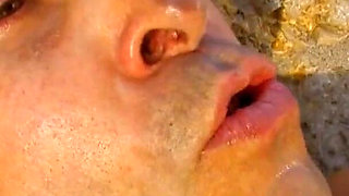 Cumshot in mouth after anal fuck with blonde teen