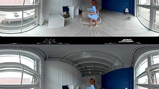 Red Hair, Blue Dress 360º - Fit Solo Model Striptease