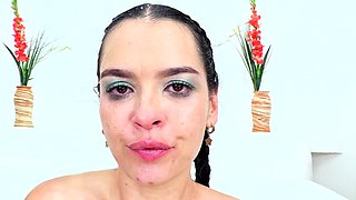 Hot brunette has hardcore group sex with DP