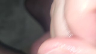Huge Cumshot on Feet After Blowjob From Latina Wife While She Wears Stockings and Sexy Lingerie