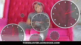 Bum teen rides big black cock