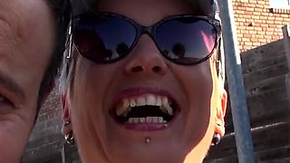 Lovely tattooed chick fucked in car and outdoor