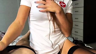 Sexy nurse seduced patient with dirty mouth and fuckbox -