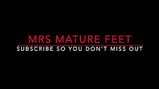 Mrs Mature Feet's friend gives a hot handjob and cumshot on big natural tits