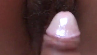 Stepson Gives Me a Big Cumshot and Fills My Hairy Pussy with Milk, I Rub It All