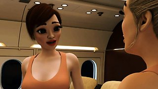 Futanari BOSS fucks hot ass in an airplane - 3D Porn