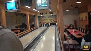HUNT4K. Guy penetrates attractive beauty while cuckold plays bowling