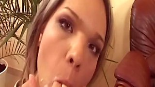 Pretty German doll eats cum after hot fuck