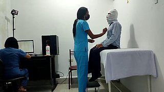 IT HAPPENED AT THE CLINIC!! A FEMALE DOCTOR AND NURSE SEDUCE A PATIENT. THEY FUCK HIM ON THE STRETCHER