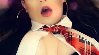 Hot brunette teen masturbating with a favorite toy