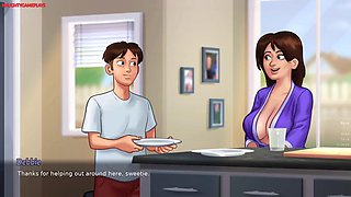 Lucky Pervert Helps Busty Sexy BBW Lonely Neighbor MILF in Her Garden She Tries To Seduce Him - Summertime Saga 04 3D Games
