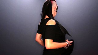 Glamorous clothed fuck and blowjob threesome
