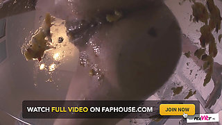 Fruit smoothie, Gina Gerson crushing fruit with her pussy and feet