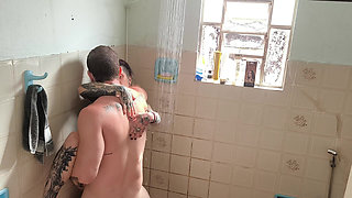 my friend in the shower
