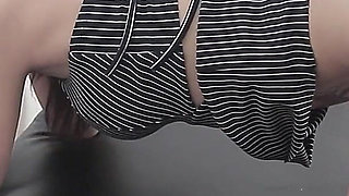 Beautiful Brunette Blowjob and Fucking with Two Huge Cocks in the Gloryhole!