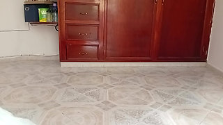 Mexican mother-in-law cleaning guest room in thong 5