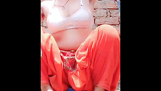 Hot country girl taking bath caressing her soft body and her hot