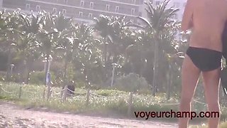 Helena Price Flashes Her Hairy Pussy on the Beach - Public Teasing and Voyeur Fun!