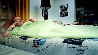 Stepmom Spooning Son's Big Dick in Bed - Russian Redhead Tattoo MILF Facial Cumshot