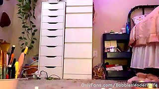 Cute amateur brunette naughty in solo jerking show on camera