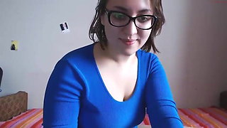 sexy brunette in glasses webcam