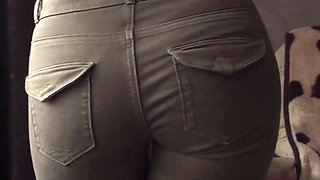Amateur Teen In Tight Pants Teasing Her Whale Tail Thongs