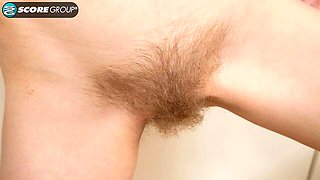Sexy high-heeled girlfriend Alexa is touching her hungry hairy pussy