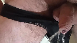 Messy pee in my wife's panties 1