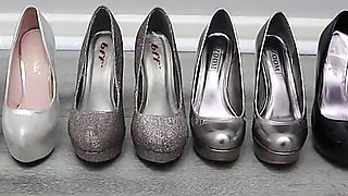 Trying on Different High Heels While Wearing Nylon Stockings