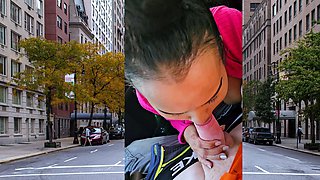 Thai MILF big cock car blowjob in public